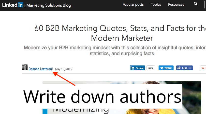 showing author name to write down