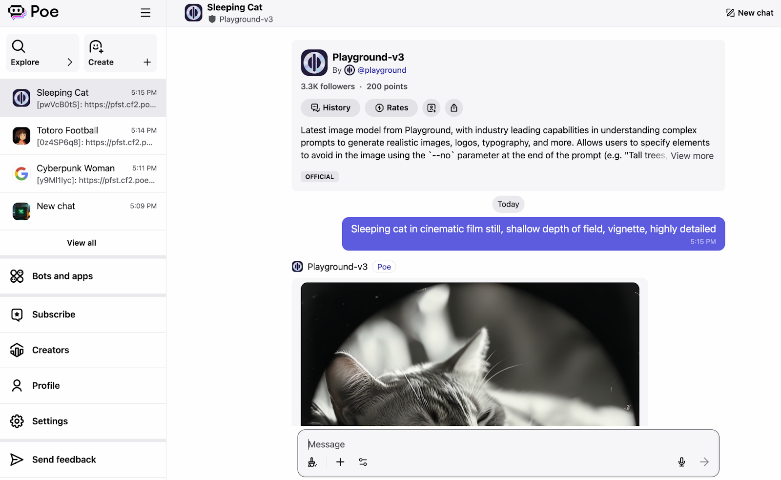 Using Poe for AI image generation