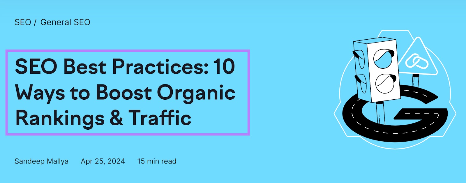 Heading 1 tag as shown to users when visiting a Semrush article.